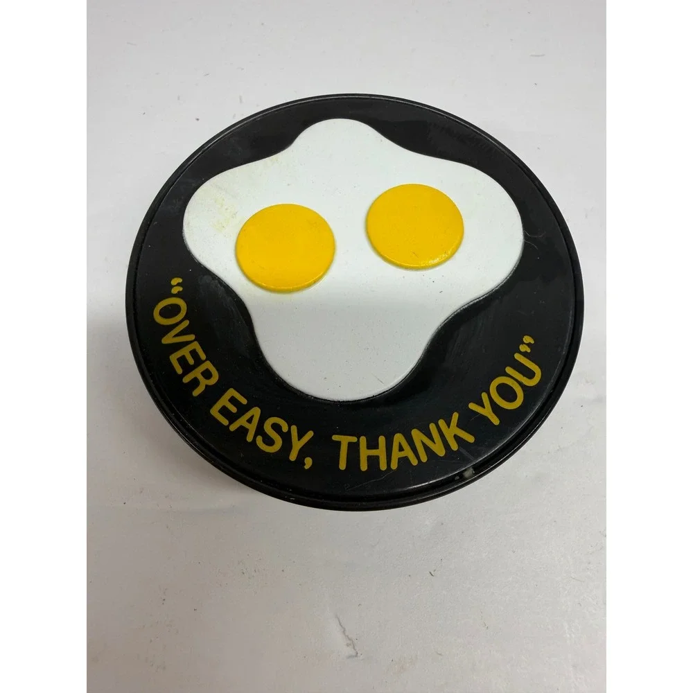 Vintage Style Over Easy Thank You Fried Egg Refrigerator Magnet Black Yellow